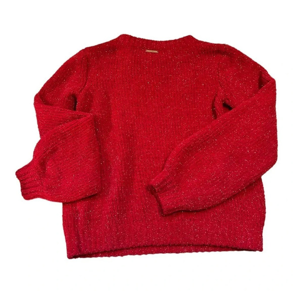 Michael Kors Women's Bright Red Shimmer Pullover Crewneck Sweater Size XS - Picture 10 of 12